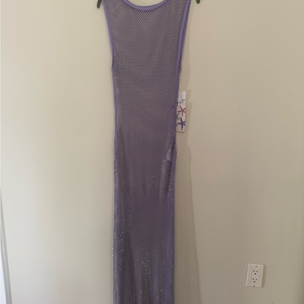 Forever 21 Metallic Purple cover up Dress Mermaid collection sz L NWT
